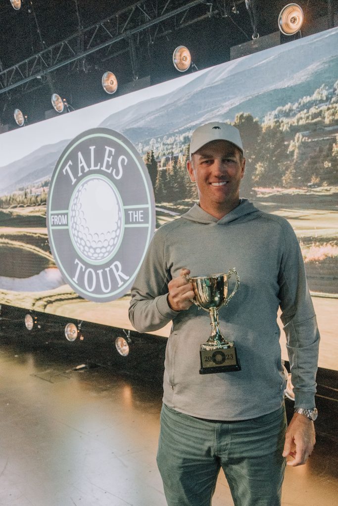 Brendon Todd holding the tales cup at Tales From the Tour